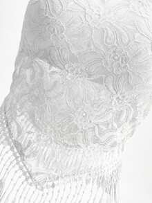 时尚流苏蕾丝抹胸吊带背心，夏季无肩带抹胸上衣，可叠穿或外穿 - 白色 - 查看 8