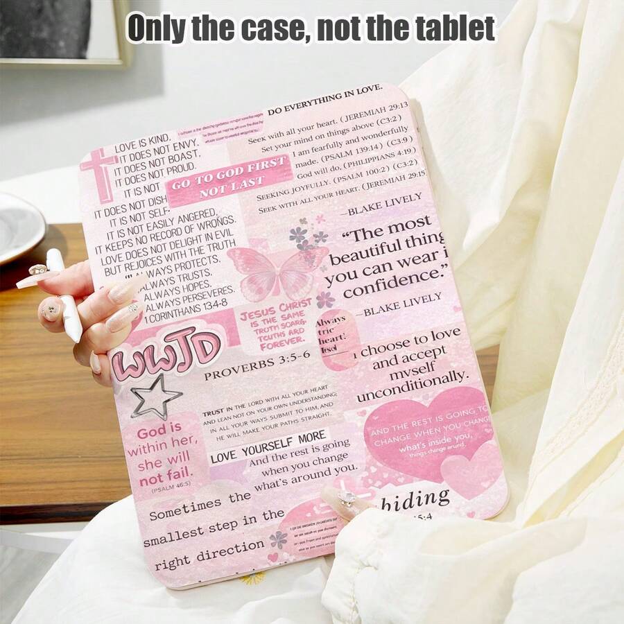 1 件装 PU 皮革翻盖保护套，带 360 度旋转支架和笔槽，兼容三星 A9/A9+/S9/S9FE/A11/A11+/S11/S10 FE/S10 FE+/S10 Lite、A16 2025、Air 11/13、M3 2025、Mini 7 A17、Pro 2024、Air 11/13、M2 2024、Pro 11/13、M4 2024、Pro 12.9、7/8/9 代、10.2、10 代、10.9、Air 4/5/6/7/8、10.9、Pro 11、4/5/6 代、Mini 6、SE 11、荣耀、Matepad SE 11，饰有十字架、蝴蝶、心形、圣经经文图案。 - 彩色 - 查看 1