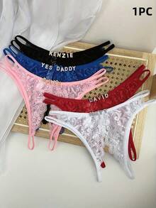 Customized Name Thong, Sparkling Crystal Letters, G-Strand, T-Shaped Shoulder Strap Open Cut Underwear, Couple Customized Sexy Bikini Gift, Personalized Women's Underwear, Wife/Best Friend Exclusive Thong - Birthday/Valentine's Day/Anniversary/Holiday Gift - Đỏ - Xem 10