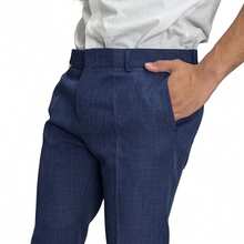 Men's Slim Fit Melange Tailored Trousers - 藏蓝色 - 查看 1