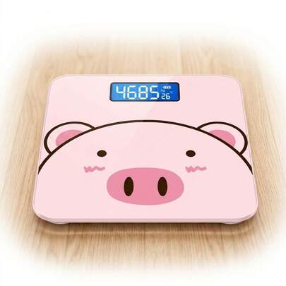 Báscula Digital de Baño Diseño Kawaii de Cerdito con Pantalla LED – Precisa, Moderna y Decorativa