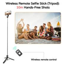Gậy selfie không dây kiêm chân máy có điều khiển từ xa Bluetooth, giá đỡ điện thoại xoay 360° có thể kéo dài, lý tưởng cho livestream và du lịch. - Một cỡ - Xem 1