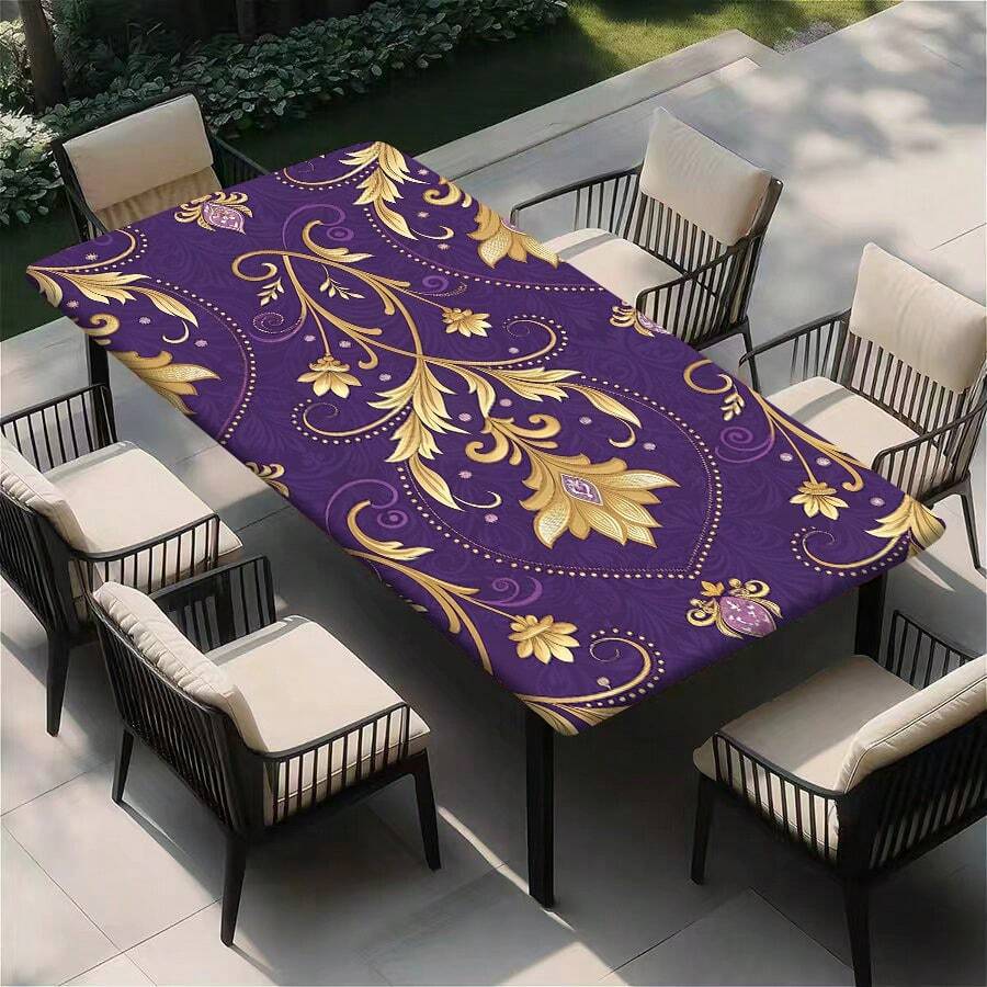 1 chiếc khăn trải bàn màu tím vàng trang nhã và thời trang, mềm mại và dễ lau chùi, đa năng dùng cho bàn ăn/bàn cà phê/bàn làm việc/bàn đầu giường/bữa ăn ngày lễ, cũng thích hợp cho dã ngoại/cắm trại/tụ họp ngoài trời/ban công, khăn trải bàn đa dụng. - Màu tím - Xem 1