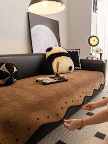 1pc Chenille Sofa Cushion, Non-Slip, Dust-Proof, Suitable For All Seasons - Brown - View 3