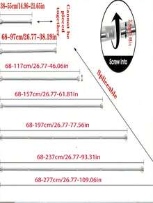 26.77-109 Inch (Approx. 68-277 Cm) Adjustable Spring Tension Curtain Rod, Rustproof Non-Slip Shower Curtain Rod, Suitable For Bathroom, No Drilling Required, Never Fold, Easy To Use, Silver - B - View 3