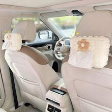 Hộp đựng khăn giấy ô tô, hộp hút chân không ô tô, hộp tựa tay, hộp che nắng, hộp treo ghế, dễ thương, tối giản, túi giấy cao cấp - Hộp khăn giấy hình hoa Puff - Xem 2