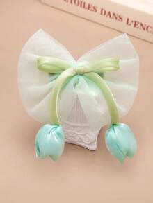 4pcs/Set Colorful Tulip Flower & Bow Hair Clips, Cute Sweet Student Hair Accessories, Gift For Girls, Spring/Summer - Multicolor - View 9