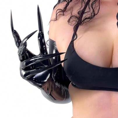 NAILS GLOVES 28\ 70cm Opera Long Super Thin Elastic Stretchy Latex Faux Patent Leather Costumes Glove TECH-1 Pair