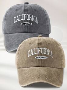 MAKEFGE 1 件男女通用户外休闲时尚 CALIFORNIA 刺绣水洗防紫外线可调节柔软棒球帽，适合日常搭配万圣节 - 水洗均碼 - 查看 43