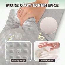 Plush Long Leg Pillow For Women, Pregnancy Side Sleeper Cylindrical Pillow, Removable & Washable Memory Foam Round Pillow, Neck Pain Relief Cervical Pillow, Cylindrical Pillow, Removable Pillowcase, Sleep Neck Pillow, Velvet Polka Dot Birthday/Holiday Gift - Grey - View 5