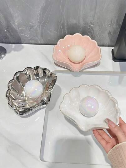 1 pieza Plato de jabón en forma de concha con función de drenaje perfecto. Este soporte de jabón creativo de lujo es un regalo ideal para Navidad o Año Nuevo.