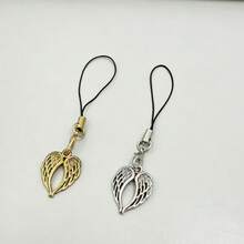 1/2 pezzi Charm vintage per telefono a forma di cuore con ali d'angelo, design delicato e traforato, adatto per smartphone universali, disponibile in 2 colori - Multicolore - Visualizzare 6
