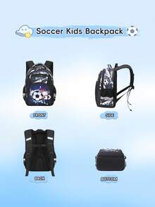 Ba lô bóng đá màu đen 2047, cặp sách trẻ em cá nhân hóa. - bóng đá đen - Xem 7
