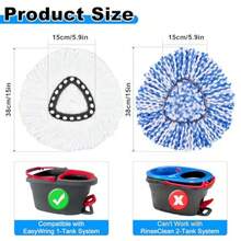 4pcs Mop Heads Replacements For OCedar EasyWring 1 Tank SystemMicrofiber Spin Mop Refill Replace Head For O Cedar Dry And Wet For Cleaning All Hard-Surfaced Floors - 白藍 - 查看 2