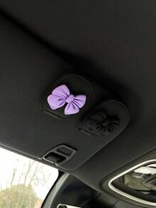 Creative Bowknot Car Glasses Clip, Sun Visor Mounted Fashion Glasses Storage Holder With Magnetic Attraction (Glasses Not Included) - A - View 4