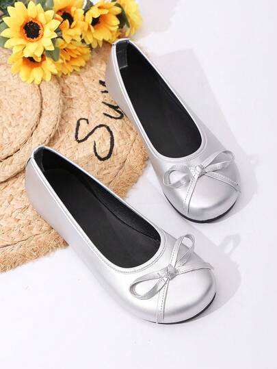 Bow Tie Flat Shoes, Featuring Round Toe Low-Cut Design, Retro Mary Jane Ballet Shoes Suitable For Casual Daily Wear Or Dress Matching. Vintage Bow Tie House Slippers