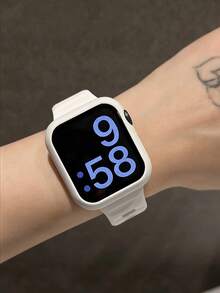 1 dây đeo đồng hồ Apple Watch dệt hoa Ditsy + 1 vỏ silicon phù hợp với đồng hồ Apple Watch S10 mới, tương thích với Apple Watch 9, 8, 7, 6, 5, 4, SE - Màu be - Xem 4
