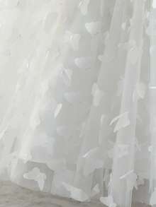 1件白色蝴蝶3D立体花朵儿童连衣裙，女童单肩公主裙，花童婚礼生日派对薄纱裙 - 白色 - 查看 8
