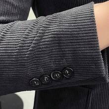 Must-Have For Handsome Guys! Men's Suit Jacket, Comfortable Casual Corduroy Suit, Slim Fit Retro Casual Warm Suit Jacket, Suitable For Business Daily Banquets - Xám - Xem 6