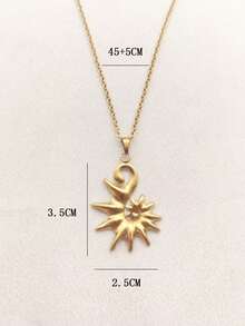 1pc 18K Gold Plated Stainless Steel Natural Style Seashell Pendant Necklace, Unisex, Suitable For Beach Vacation, Luxury Niche Design - Yellow Gold - View 6