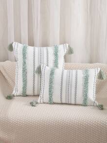 1pc Cotton Velvet Embroidered Sofa/Bedroom Decorative Throw Pillow Cover, Grey Base With Orange - Orange - View 4