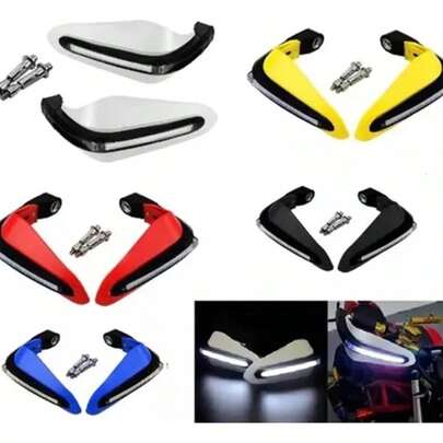 Cubremanos / Deflectores de viento para motocicleta - Juego de 2 piezas para manillar | Diseño elegante, fácil instalación, material duradero; mejora la visibilidad y la . Cubremanos para motocicleta con luces LED integradas - Protección para el manillar, impermeables, especializados para motocicletas todoterreno.