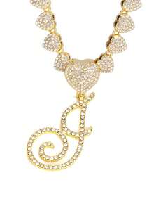 字母吊坠项链 迈阿密链条项链 女士嘻哈镶钻字母吊坠项链 珠宝礼物 - 愛心字母項鍊 - 查看 39