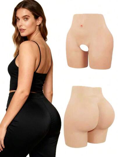 European And American Style Silicone Butt Lifting Shorts, High Waist Shaping Biker Shorts, Unisex Invisible Seamless Design, Adjustable Thickening, Butt Lifting, Suitable For Daily Wear And Sports
