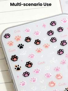 2pcs/1pc Jelly 5D Embossed Bear Paw Design Nail Art Stickers,Cute Cartoon Animal Paw Print Nail Stickers For Valentine's Day,Wedding,New Year,St. Patrick's Day,Holidays -DIY Self-Adhesive Nail Decal Spring&Summer Nail Supplies - Multicolor - View 6