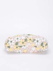 1pc Flower Crocheted Cloud Fold Bag, Spring And Summer Holiday Flower Clutch Bag, Suitable For Daily Leisure And Beach Holiday. - Apricot - View 6