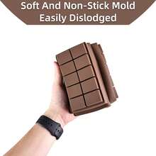 1个巧克力棒模具，不粘硅胶巧克力模具，硅胶深模具，4种不同图案，适用于填充零食糖果棒模具 - 彩色 - 查看 3