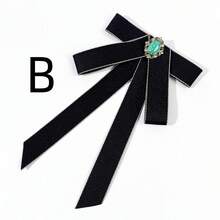 1件宝石镶嵌优雅领结，JK风格黑色蝴蝶结，女士衬衫配饰，时尚百搭的高端工作装点缀 - 彩色 - 查看 8