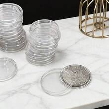 耐用透明硬币收藏盒，密封防潮防氧化，高透明度塑料硬币保护盒，月牙形开口设计，方便取用 - 透明色 - 查看 5