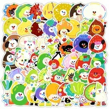 100pcs Hand-Drawn Colorful Fruit & Vegetable Expression Stickers, Waterproof Decorative Stickers For Water Bottles, Phones, Wholesale - Multicolor - View 1
