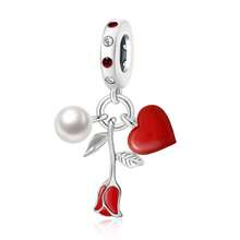 HuooNew 1pc 925 Sterling Silver Heart Enamel Pendant, Unisex Romantic Jewelry Gift - Silver - View 6
