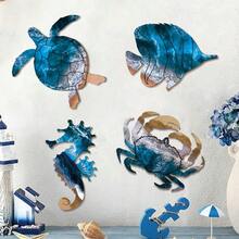 1/4 Piece Ocean-Themed Wooden Wall Decoration, Coastal Wall Hanging, Summer Beach Wall Art, Wooden Ocean Beach-Themed Hanging Ornament With Turtle, Seahorse, Crab, And Fish Motifs, Suitable For Ocean View Rooms, Bedrooms, Living Rooms, Bathrooms, And Outdoor Beach Party Decorations - Multicolor - View 2