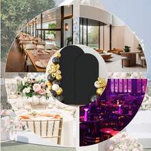Black Arched Backdrops, 6ft, 6.6ft, 7.2ft, Wedding Arch Covers, Double-Sided Elastic Dome Arched Backdrops, Suitable For Weddings, Holiday Party Decorations, Banquets, Baby Showers, Bridal Showers, Valentine's Day, Home Décor, Bachelor/Bachelorette Parties, Party Supplies. - 黑色 - 查看 5