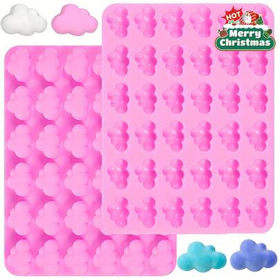 1 khuôn silicon hình đám mây nhỏ - 36 ô, chất liệu dễ lấy sản phẩm ra, thích hợp làm xà phòng, nến, đồ thủ công bằng đất sét với thiết kế chủ đề Giáng sinh, đồ trang trí có thể tái sử dụng, phù hợp cho Giáng sinh, Halloween, Lễ Phục sinh.