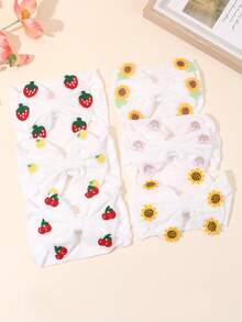 1/6 peças Faixa de cabelo bordada com frutas/flores para bebê menina, faixa de cabelo em tons pastel, macia e elástica, para bebês, crianças pequenas e recém-nascidas, presente de Natal, acessório de cabelo para bebê na primavera e no verão. - Multicolorido - Ver 11