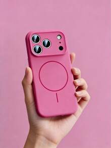 1 ốp lưng điện thoại silicon lỏng mờ tối giản có nam châm, tương thích với iPhone 17 AIR 16 15 14 13 12 Pro Max Plus, hỗ trợ sạc không dây. - Hoa hồng đỏ - Xem 3