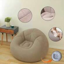 1pc Inflatable Sofa, Inflatable Lazy Sofa, PVC Single Spherical Sofa, Foldable Outdoor Leisure Sofa Chair (Bulk Goods With Gray And Black Bottoms, Shipped Randomly) - Khaki - View 3