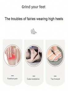 1pair Women's Half Size Shoe Inserts, Anti-Slip Breathable Sweat-Absorbing Foot Pads - Beige - View 5