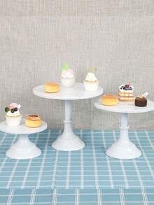1pc White Cake Stand, Birthday Party Dessert Rack, Event Wedding Cake Dessert Metal Tray, Cupcake Display Platter And Stand - White - View 4