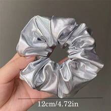 2个小号银色闪亮螺旋Y2K前卫时尚高端发圈，适合日常佩戴 - 銀色2pcs - 查看 2