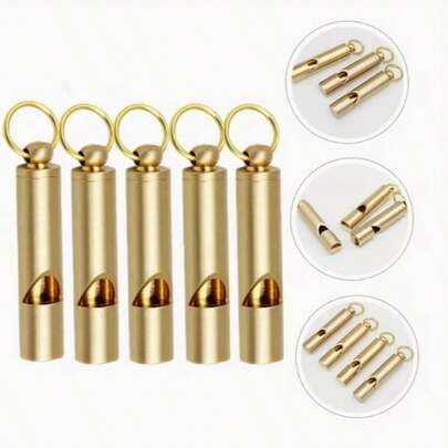 1pc/3pcs Heavy Duty Gold Emergency Whistle With Clear Snap Hook Design, Suitable For Outdoor Activities, Camping, Lifeguard, Sports Competitions, Compact Cylindrical Design, Essential For Emergency Preparedness, Also A Great Mother's Day Gift
