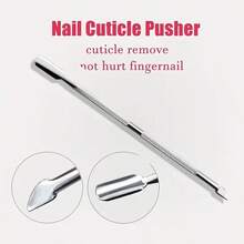 1pc Dual-Ended Cuticle Pusher, Stainless Steel Nail Cleaner Tool For Nail Care, Manicure, Nail Trimmer, Nail Technician Use - Silver - View 3