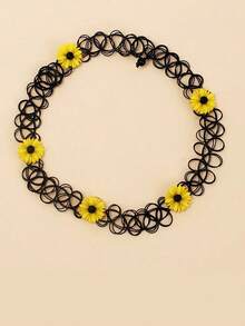 3件套女士手工编织鱼线雏菊、水钻、蕾丝镂空星星吊坠项链颈链叠戴首饰套装 - 彩色 - 查看 3