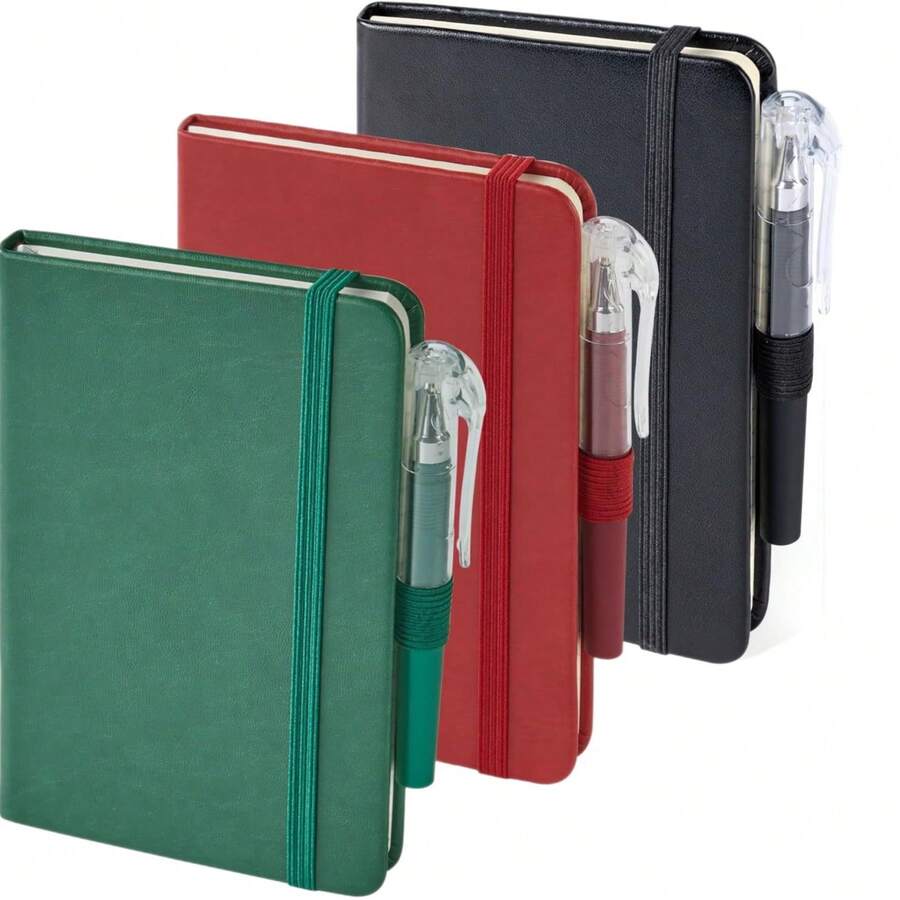 Bộ 3 cuốn sổ tay mini A6 NIRMIRO, bìa da, dành cho nam và nữ, sổ ghi chép du lịch, giấy chấm 100gsm, màu đen, xanh dương, nâu. - Nhiều màu - Xem 1