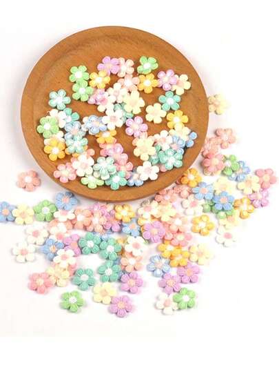 20 miếng vải trang trí hình hoa 5 cánh nhiều màu nhạt, kích thước 1.6cm, dùng để may vá thủ công quần áo, mũ, khăn quàng cổ, không kèm keo dán.