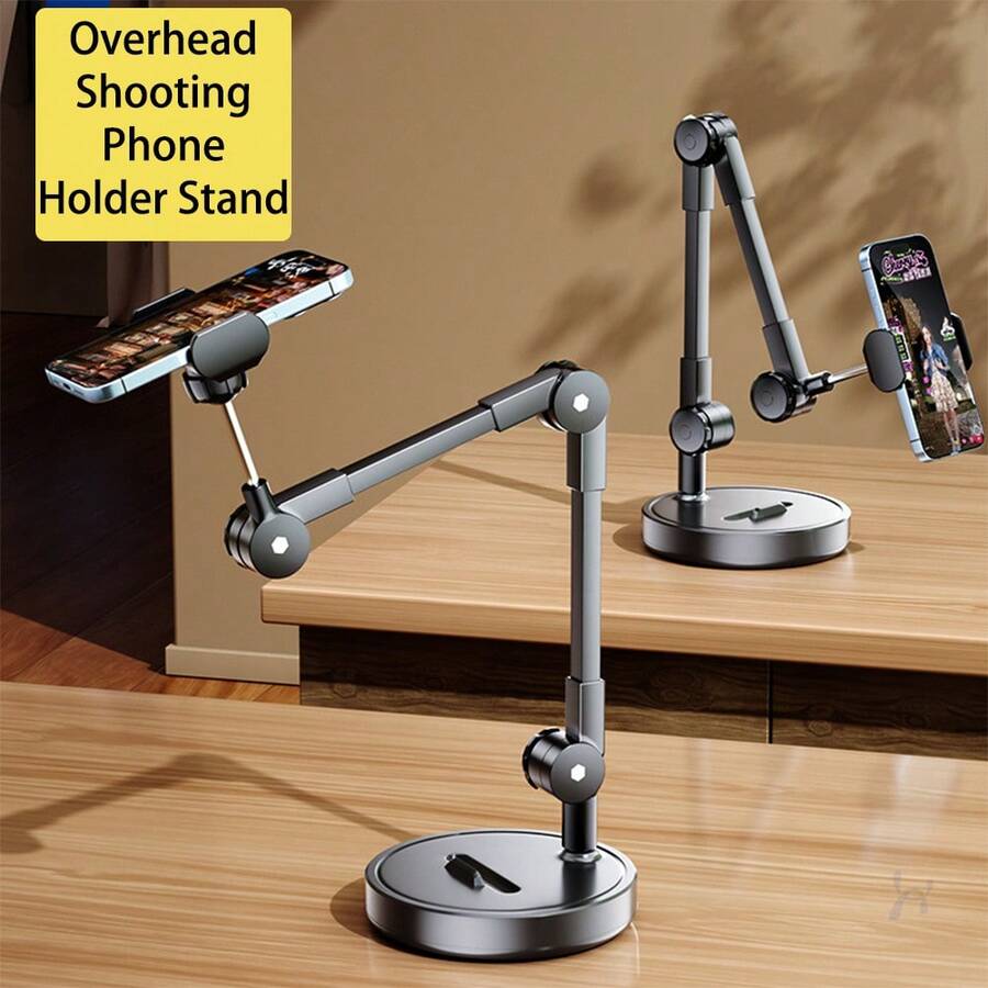 Giá đỡ điện thoại để bàn bằng kim loại hợp kim, 1 chiếc, có thể điều chỉnh, đa khớp, dùng để quay phim từ trên cao, giá đỡ điện thoại bằng kim loại (thích hợp cho phát trực tiếp, học trực tuyến, vlog, v.v.) Quà tặng Ramadan/Eid, Quà tặng Phục sinh, Quà tặng mùa xuân, Quà tặng sinh nhật, Giá đỡ điện thoại thông minh, Giá đỡ sắp xếp điện thoại, Nhiều kiểu dáng. - màu đen - Xem 1